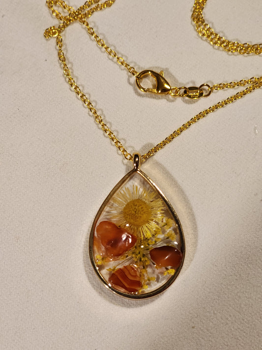 Resin and Healing Crystal Pendant Collection