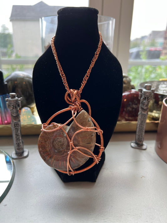 Ammonite Copper-Wrapped Pendant