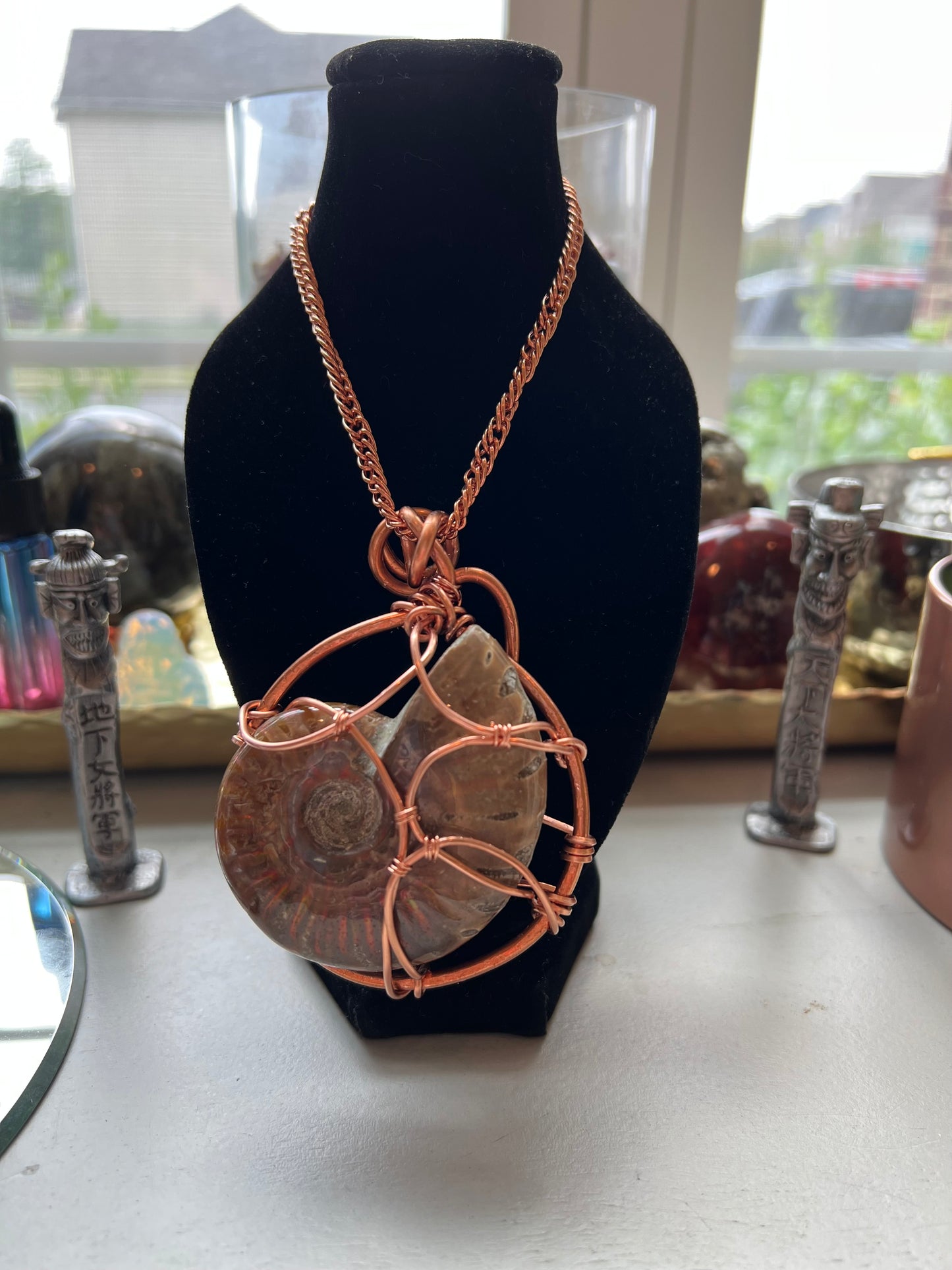 Ammonite Copper-Wrapped Pendant